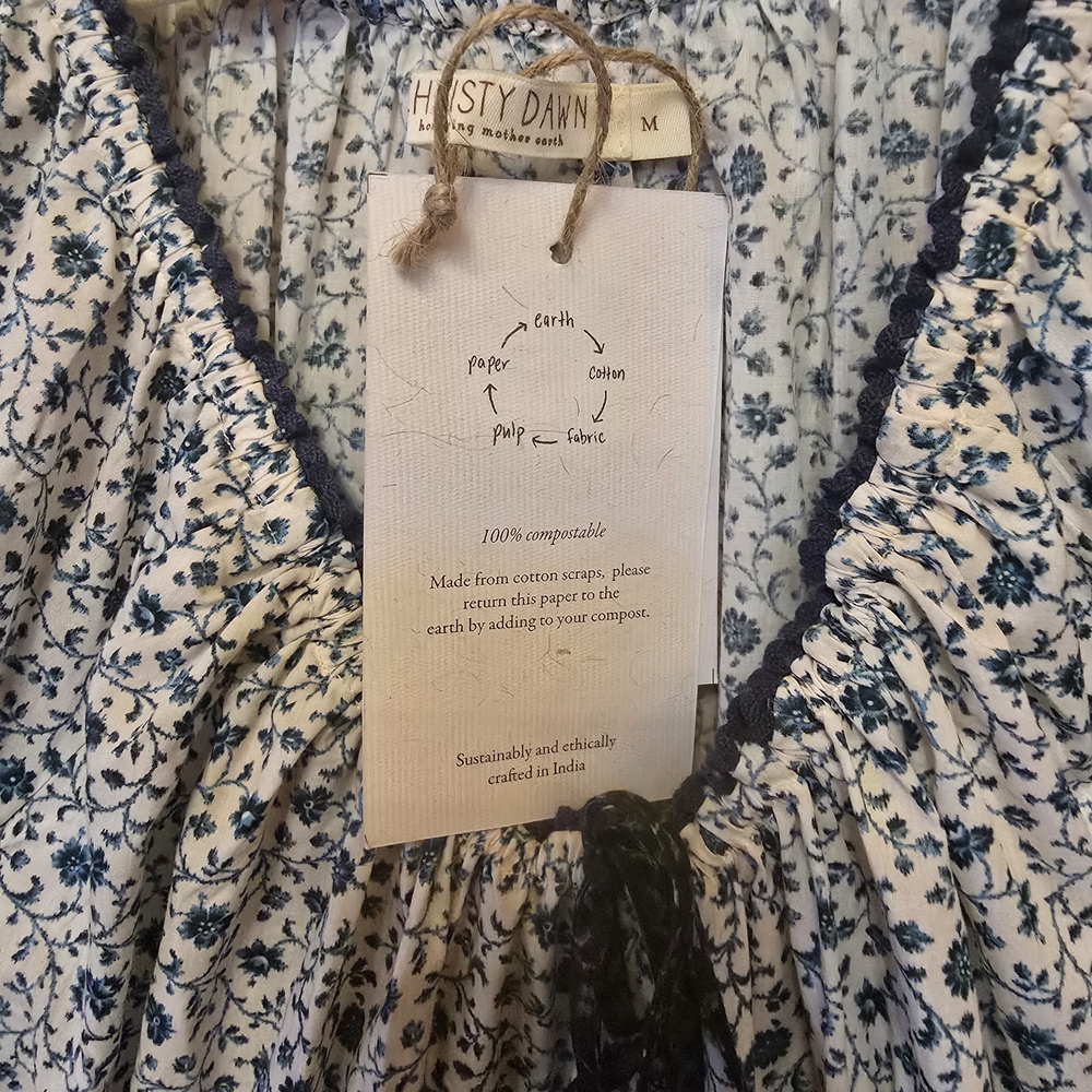 Christy Dawn Cream Midi Dress with Navy Floral Print